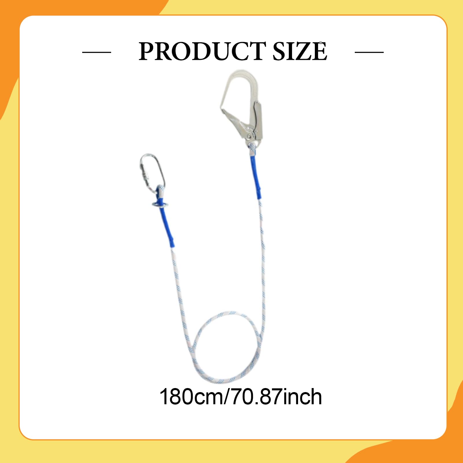 Qianly Lanyard Harnais Sécurité Travail Crochet Corde Outils Escalade Protection Polyester Acier Convient pour Électricien Plein Air Construction Taille1.8m