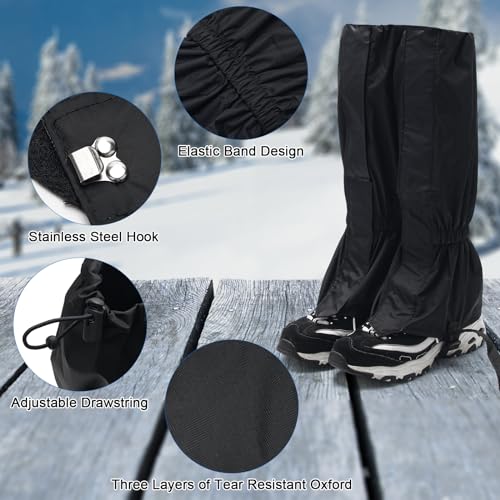 Leg-Gaiters-2-Pairs-of-Lightweight-Hiking-Gaiters-Waterproof-Windproof-Durable-Leg-Cover-Protect-for-Mountain-Snow-Hiking-Skiing-Climbing-and-Hunting-includes-2-Drawstring-bags