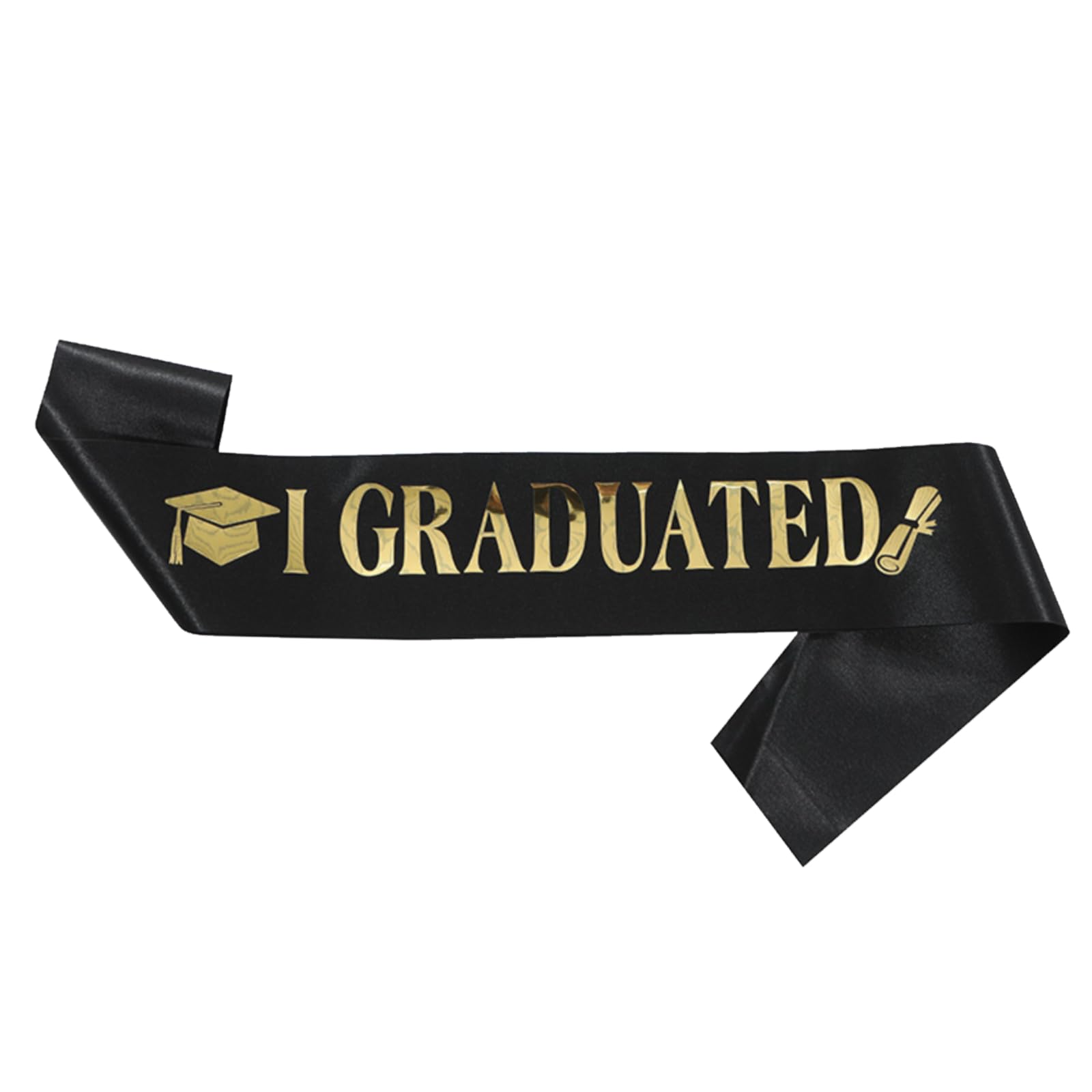 Ewlpi Class of 2026 Graduation Sash with I GRADUATED Text - Graduation Decorations, Elegant I Graduated Glitter Satin Sash for Grad Party Supplies, GraduationGifts for Her or Him - Black Gold Design