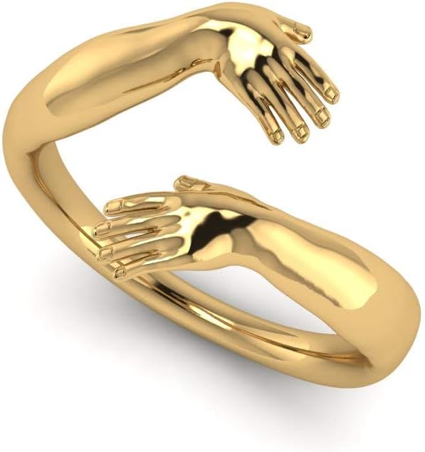 JAIPURFORYOUGive Me A Hug Adjustable Plated Antique Rings Engagement Statement Band for Women And Girls