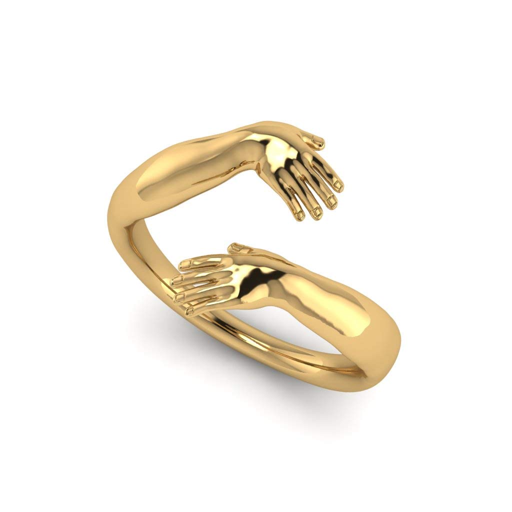 JAIPURFORYOUGive Me A Hug Adjustable Plated Antique Rings Engagement Statement Band for Women And Girls