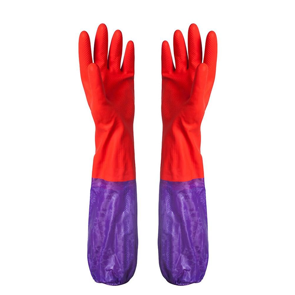 CUERARPO Reusable Rubber Latex Pvc Flock Lined Long Sleeves Elbow Length Hand Gloves For Kitchen Dish-Washing, Cleaning, Gardening, Laundry And Sanitation And Lab Work (Red), Pack of 1 (B0BK1P5F7L) Amazon Price History, Amazon Price Tracker