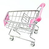 SMTSMT Supermarket Handcart Shopping Utility Cart Mode Storage Basket Desk-Pink