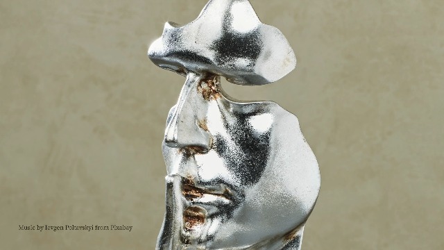 Escultura Abstracta de Mesa Silencio Antiguo Plata miniatura 6