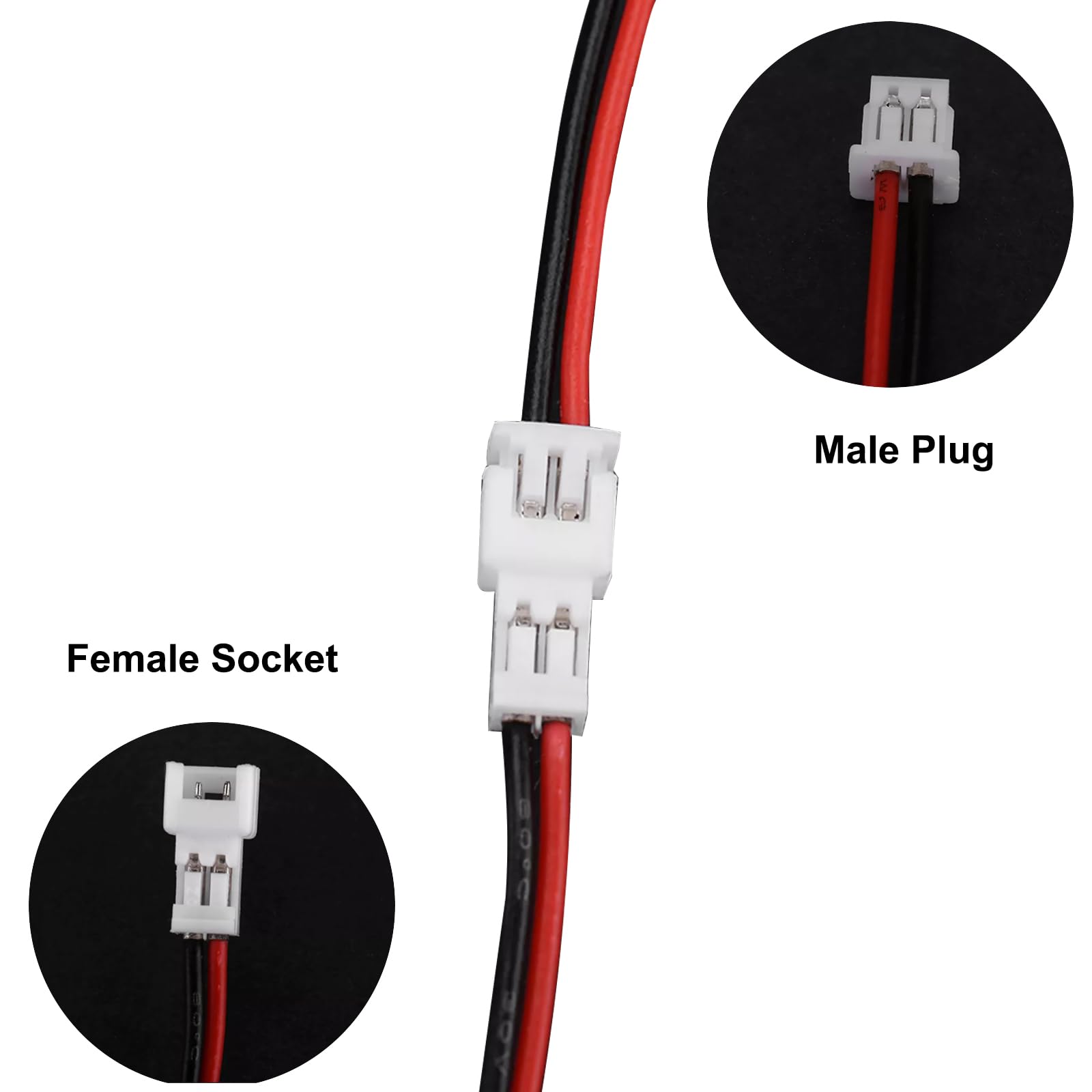 XUGERIP JST ZH 1.5mm 2 Pin Connector, 20 PCS Male Plug and 20 PCS