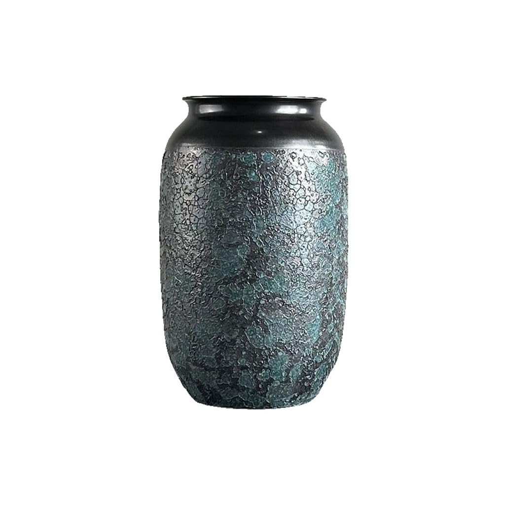 Dining Table Decor Large-caliber Ceramic Vase Chinese Style Living Room Flower Arrangement Vessel Ornaments Retro Pottery Pot Basin Kitchen Decor