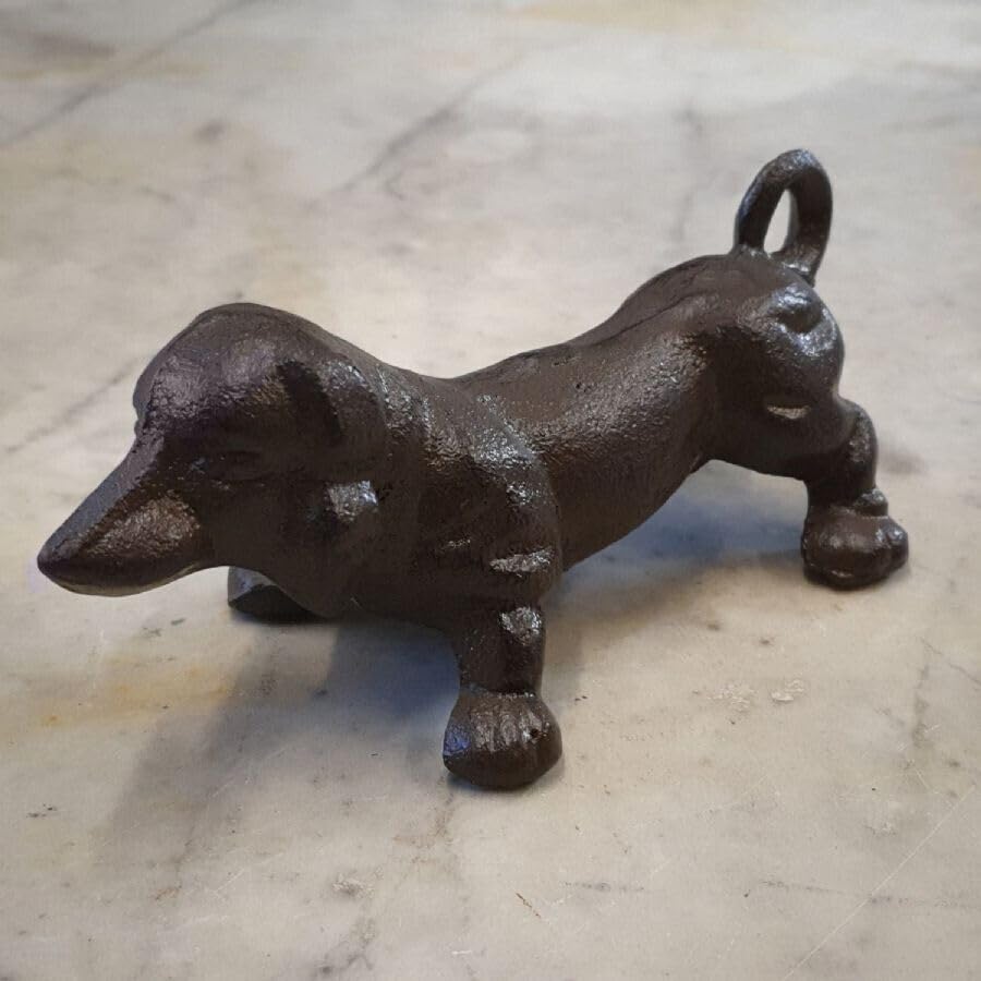 Cast Iron Dachshund Puppy Dog | Metal Statue Home Garden Ornament Sculpture