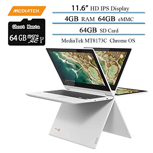 Image of Lenovo 2020 Newest Chromebook C330 11.6 inch HD IPS 2-in-1 Convertible Laptop Computer for Business and Student, MediaTek MT8173C 4GB RAM, 64 GB eMMC, Chrome OS w / 64GB SD Card