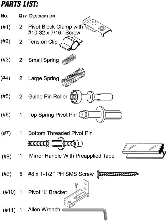 Kit de Herrajes para Puertas de Clóset/Bi-Fold Gordon Glass para Instalación o Reparación miniatura 4