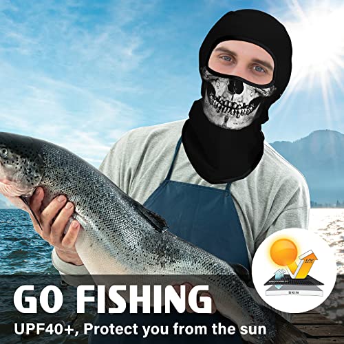 Eikuni Balaclava Face Mask for Men Women Lightweight for Ski Motorbike Motorcycle Halloween Cycling Riding Hunting Fishing (Skull White Face Black Nose) - Image 4