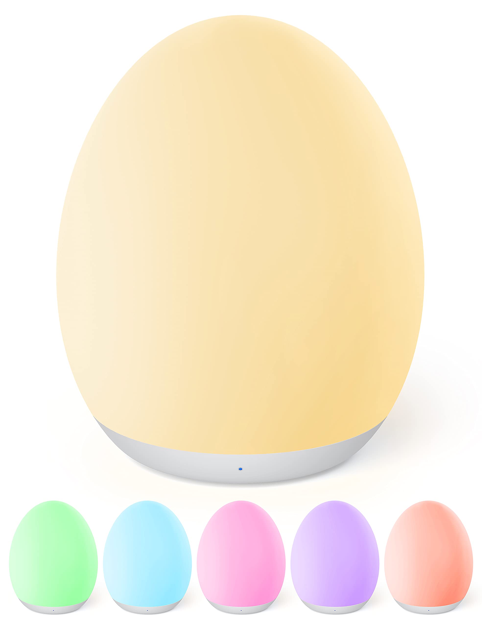 sympa Baby Night Light, Portable Nursery Light with LED 8-Color Mode, Rechargeable Baby Egg Night Light with 1 Hour Timer & Touch Control, up to 100H, Decor Light for Baby, Kids, White