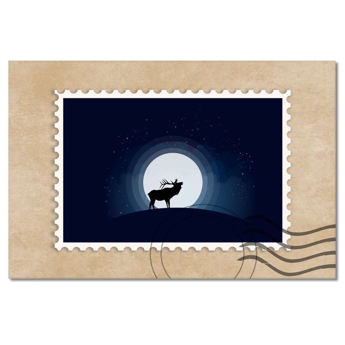 Quadro stampato su tela Wall Art Decor 90x60cm Cervo luna piena No. H7222M_WEPC1L