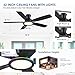 BYKISTOK Flush Mount Ceiling Fan with RGB Light - 52In Black Ceiling Fan Light with Reversible Mute Motor, LED 3CCT Dimmable, Low Profile Modern Ceiling Fans for Indoor, Party, Covered Outdoor