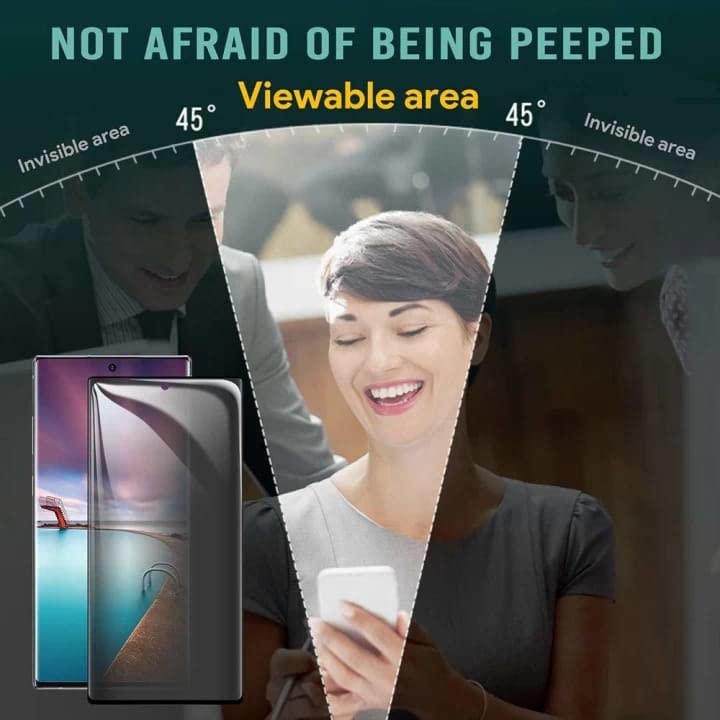 Image of OXYZAIN Privacy UV Tempered Glass for Samsung Galaxy Note 20 Ultra 5G -100% Fingerprint Working, Edge to Edge Full Screen Coverage Anti Spy Screen Protector Guard for Note 20 Ultra [PACK OF 1]