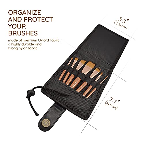 Myartscape Travel Paint Brush Set, 7 Ultra Short-Handle Brushes With Case Holder - For Watercolor, Gouache And Acrylic - Synthetic Hair - Ideal For Plein Air Painting - Art Supplies #TOP4