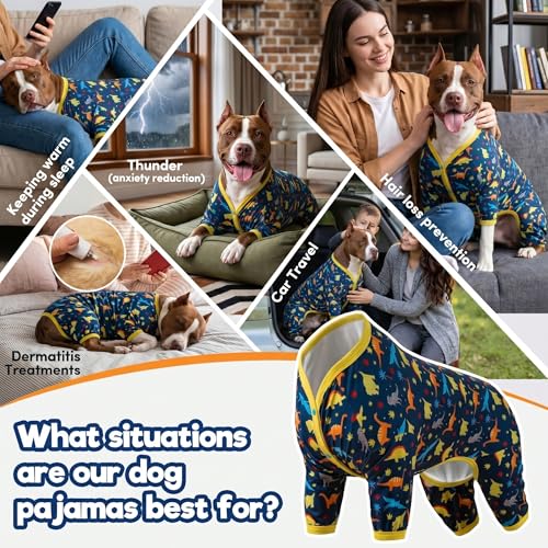 Pijama para Perro Grande LovinPet XXL Azul Marino Dino miniatura 4