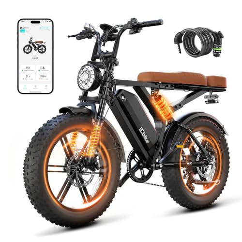Image of TS TST GRP LLC Electric Bike for Adults, Peak 1500W Motor Retro Ebike,48V 15Ah Removable Battery,Range 65Miles,20 inchx4 inch Fat Tires,Full Suspension E Bike for City Commuting,Off-Road