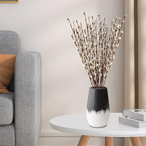 Branches de saule artificiel fleurs blanches réutilisables vase