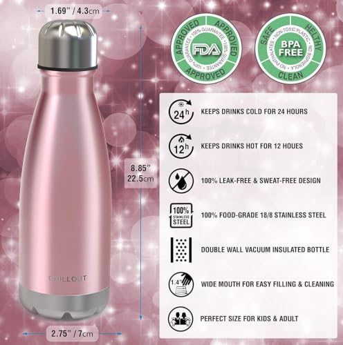 Image of CHILLOUT LIFE 12oz Kids Insulated Stainless Steel Water Bottle, Leak Proof