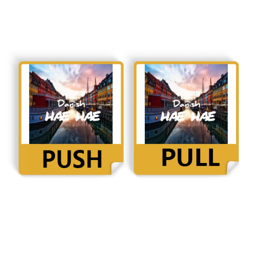 no/noBeautiful Haha Pretty City Denmark Push Pull Door Sign Vinyl Stickers Shop