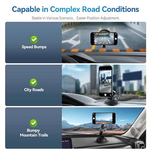 Image of TELESIN Magnetic Car Phone Holder with Suction Cup | 360 Adjustable Dashboard & Windshield Mount | Aluminum Phone Stand Compatible with MagSafe iPhones & Android Smartphones