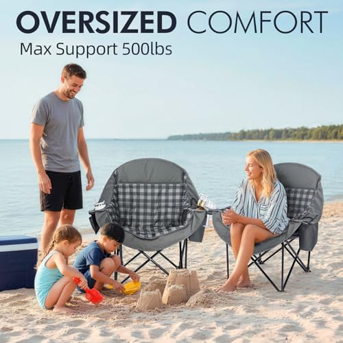 Image of Oversized Camping Chairs for Adults - Heavy Duty Padded Outdoor Camp Chair