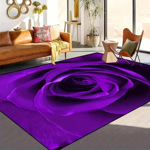 Tapis de sol à roses violettes grand format décoration chic