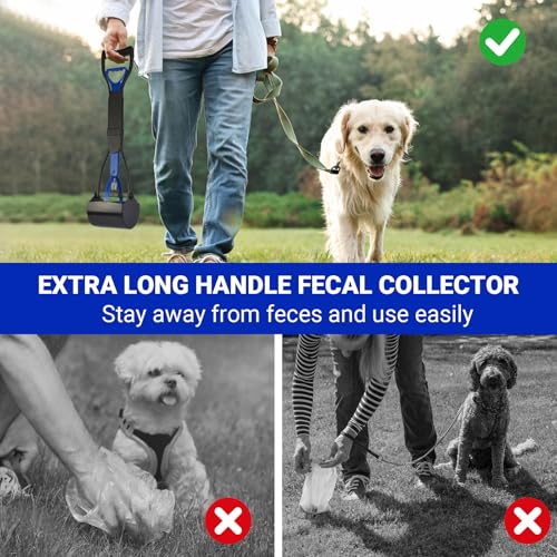 Pet Pooper Scooper Set, Pooper Scooper Long Handle Foldable Dog Poop Scoopers for Grass with Long Handle Portable Poop Scoop Shovel with Poops Bag Dispenser & Waste Bag for Indoor Outdoor Use - Image 6