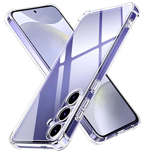 Image of Fashionury 3D Raised Transparent Crystal Clear Back Cover for Samsung S24 FE | Shockproof Design | Anti-Slip Grip | Camera Protection | 360 Degree Protection Mobile Case