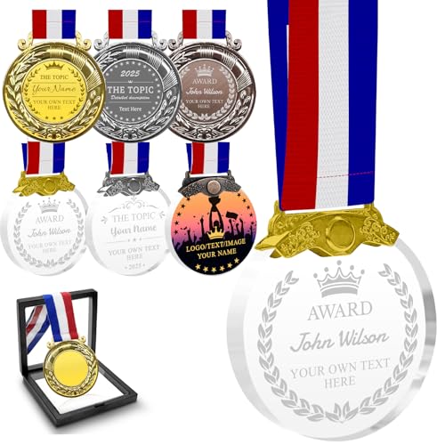 Morlavid Medallas Personalizadas para Premios Medalla Personalizada con Foto Medalla Grabada con Cinta para el Ganador del MVP,Kristall-Gold
