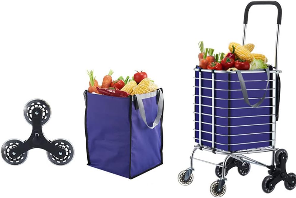 COOLBABY Shopping Carts, Grocery Carts,Family Carts,With Cover Oxford Cloth Bags,Triangle Wheel,For Parents, Old People Out Shopping，Purple, ZRW-GWC01