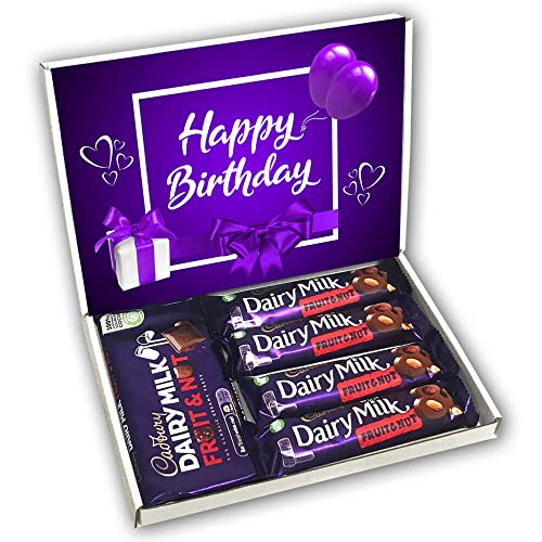 Dairy Milk Fruit and Nut Chocolate Bars Gift Box Hamper Birthday Present (BIRTHDAY PURPLE)
