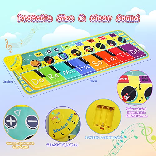 AGAKY Tappetino Musicale,Tappeto Musicale Bambini con 8 Tasti e 8 Strumenti,Tappetino per Pianoforte Tappetino da Ballo per Giocattoli Educativi per L'educazione della Prima Infanzia