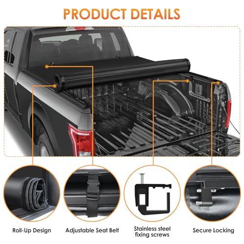 Image of Nilight Soft Roll-Up Tonneau Cover Compatible with Chevy Silverado /GMC Sierra 2500 HD 3500 HD 2020-2026, 6.9ft Truck Bed Cover
