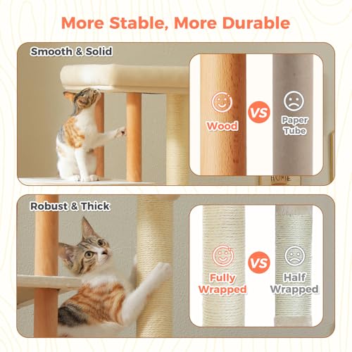 Árbol para gatos moderno beige de 53 pulgadas miniatura 6