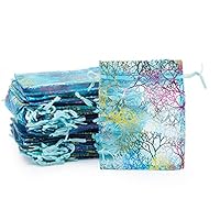 Algopix Similar Product 8 - Small Blue Coral Organza Drawstring