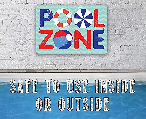 The Pool Zone - Vintage Style Metal Art Plaque For Home, Deck, Patio Or Poolside, Colorful Sign Great Gift Idea For Swimming Pool Owners, 8X12 Use Indoors Or Outdoors Durable Metal Sign #TOP5