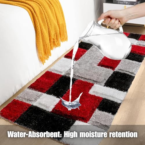 Image of Carpet for Hallway, Kitchen, and Modern Interiors, Cozy Shag Runner for Living Room, Entryway & Office Decor Size 2x6 feet Red B 3D