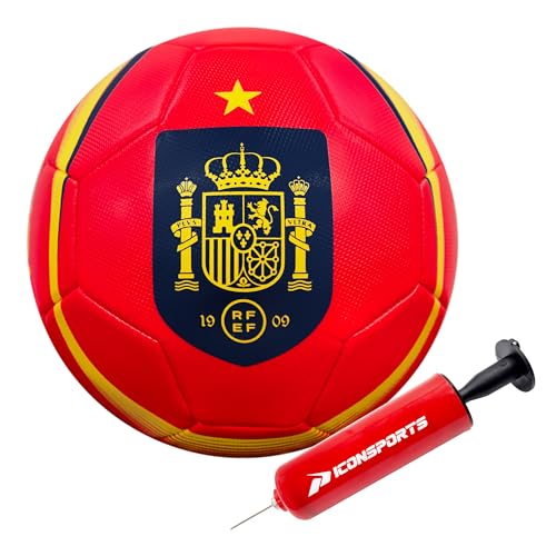 Icon Sports Officially Licensed Royal Spanish Football Soccer Ball - RFEF189BL Red Size 5