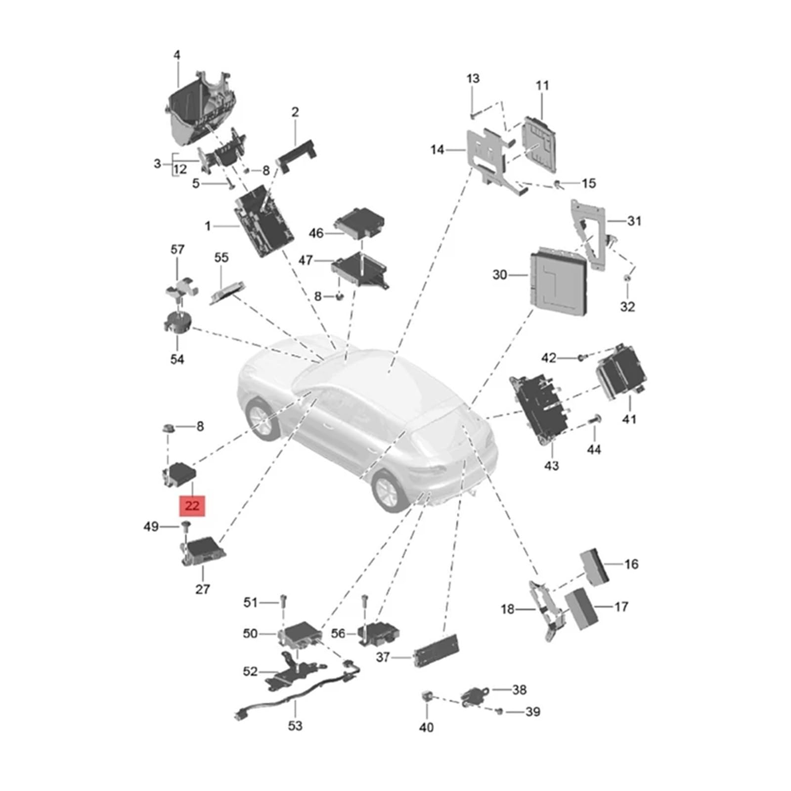 95B.919.475.L Modulo di controllo della scheda computer ECU radar for auto compatibile con Porsche Cayenne 11-18 Macan 14-18 Parti 95B919475L 1721408840