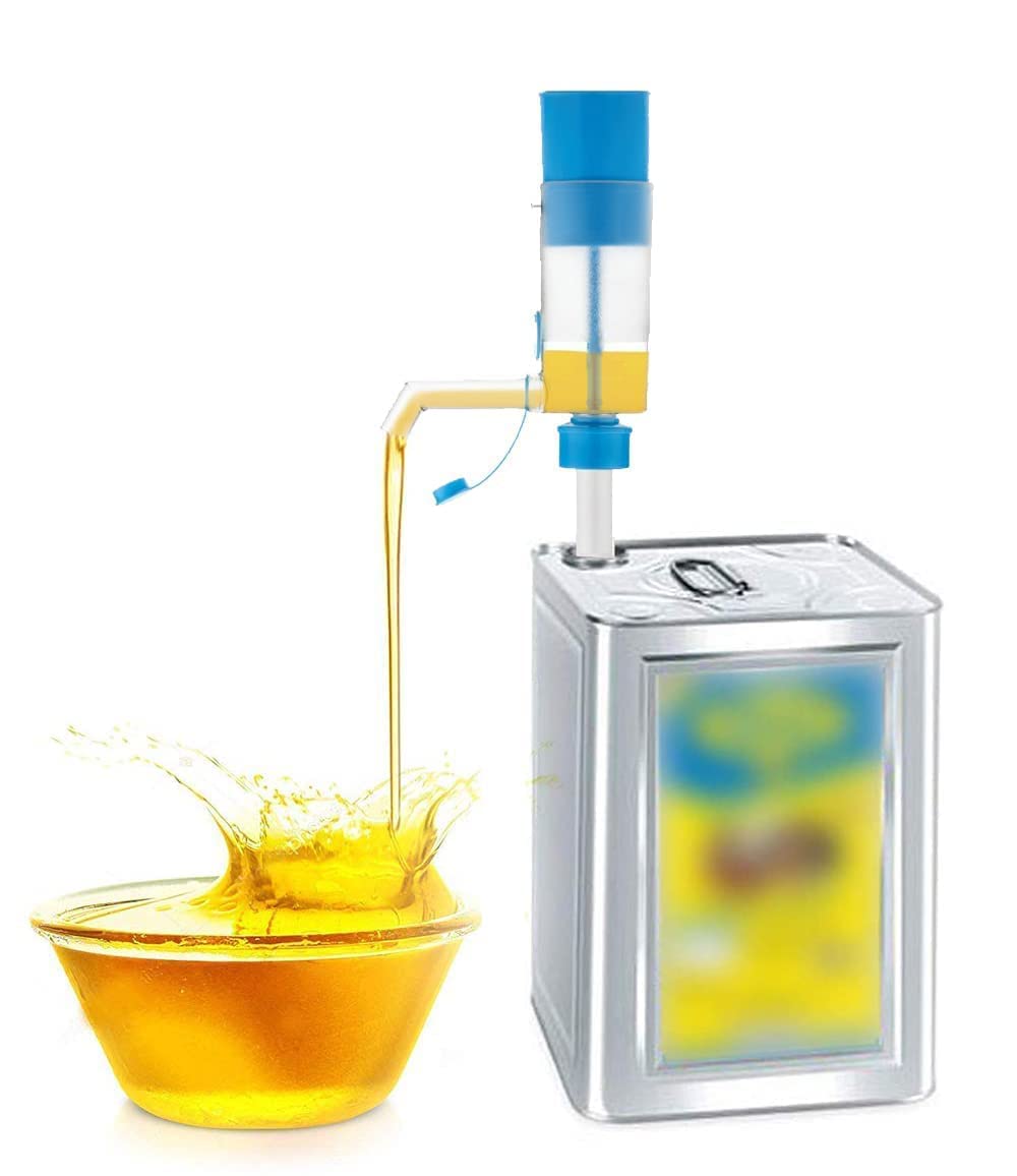 J B ENTERPRISE Manual Hand Oil Pump for Kitchen Tin Cans Pumping Machine Automatic Bottle Fuel Transfer Oil Pump for 15 L Tin (Multi Color Pack of 1)