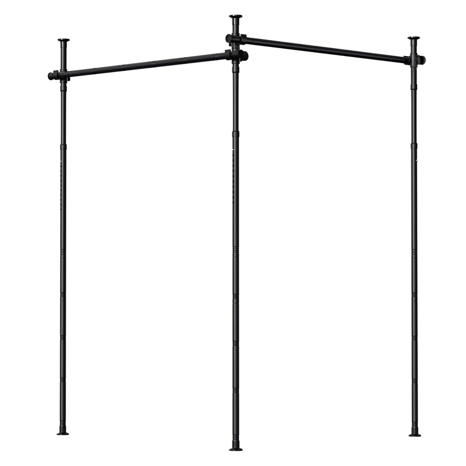 Séparateur de pièce sans perçage, réglable en hauteur (122-320 cm) et largeur (70-355 cm), tringle à rideau, brise-vue pour salon, chambre à coucher, métal, instructions en allemand/blanc