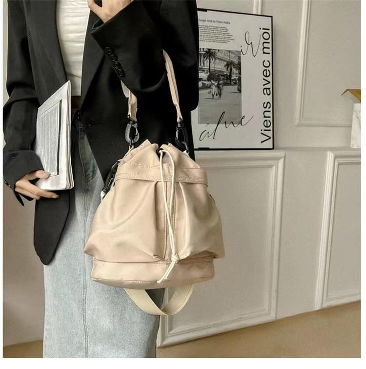 Bucket Shoulder Bags Drawstring Bucket Bag for Women Super Lightweight Nylon Crossbody Bag Tote Handbags for Travel Hiking4