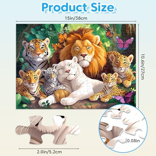 Rompecabezas Jeacirio para Niños de 5 a 8 Años – Colección Mundo de Animales, 4 Paquetes de 100 Piezas, Juguetes Educativos para Niños y Niñas de 4 a 6 Años miniatura 6