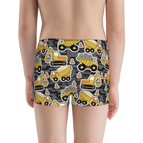 Boys' Cotton Boxer Brief Soft Underwear-Excavator At Work3