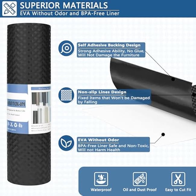 HooTown Self Adhesive Shelf Liner, 11.8 x 78.7 Contact Paper for Cabinets and Drawers, Waterproof & Oil-Proof Kitchen Cabinets Liner, Peel and Stick Cupboard Liner for Countertops,Shelves