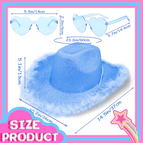 Image of SHENYI Glitter Cowgirl Hat with Heart Sunglasses Body Glitter Face Glitter Cowboy Hat for Women Men Music Festival Party