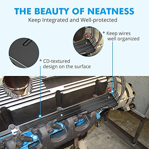 Nicecnc Spark Plug Wires Looms Separator Holders Compatible With Chevrolet Ford Small Block Big Block Sbc Bbc Sbf Bbf 350 383 396 427 454 289 302 351 429 460 V8 Engines, Black #TOP2
