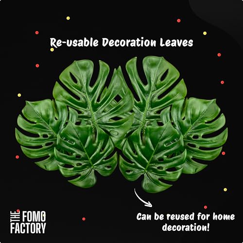 Image of The FOMO Factory Happy Birthday Decoration Kit with Balloons, LED String Lights, Gold Banner, Confetti Balloons & Leaves | Birthday Party Decoration Combo for Home, Wall & Room Decor (GLED)