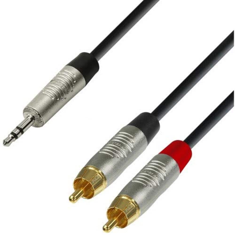 Adam Hall 4 Star Series 6m Rean 3.5mm Jack Stereo to 2x RCA Male Audio Cable